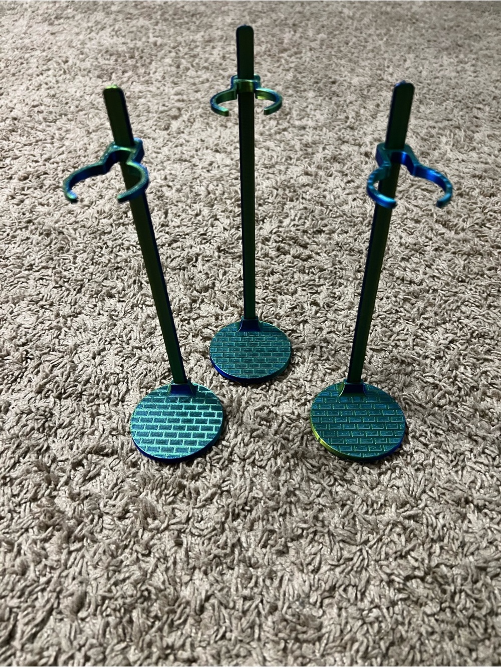 Iridescent Green-Blue 3D printed doll stands